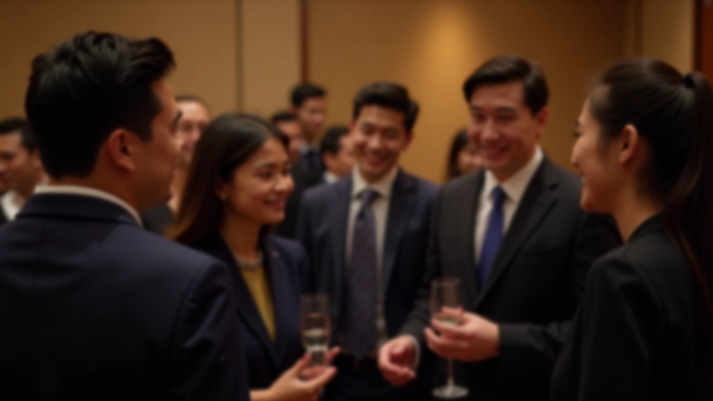 Diverse professionals having meaningful conversation at networking event, demonstrating authentic communication style