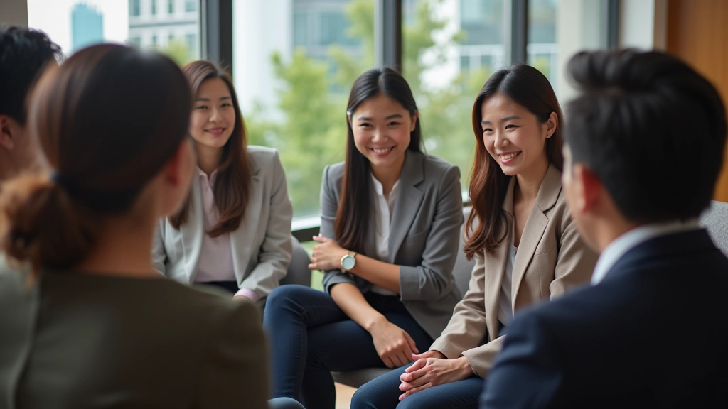 Group of professionals in a workshop setting having a discussion